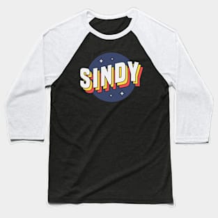 Sindy - Colorful Layered Retro Letters Baseball T-Shirt